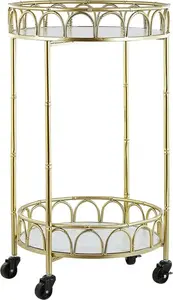 Kitchen trolley Beliani SHAFTER in gold with marble effect, model 236495