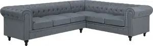 Stūra dīvāns kreisajā pusē Beliani CHESTERFIELD — pelēks