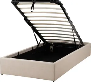 Upholstered bed with storage Beliani DINAN 90 x 200 cm beige