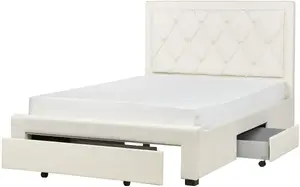 Кровать с ящиками Beliani LIEVIN 140 x 200 см велюр кремовая