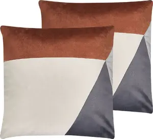 Decorative velvet cushion set Shumee CAMPSIS 2 pcs, geometric pattern, 45 x 45 cm, multicolour