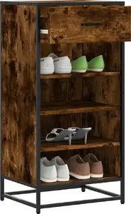 Shoe cabinet VidaXL 48×38×97.5 cm, smoked oak finish, compact storage furniture