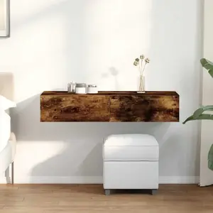 Настенная полка с ящиками VidaXL модель 859990, дымчатый дуб, 100×36×19 см