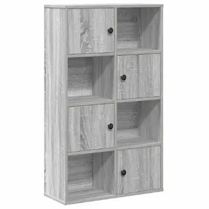 Книжный шкаф для гостиной VidaXL 860396 — серо‑дубовая отделка, деревянный каркас и полки, 600×240×1015 мм
