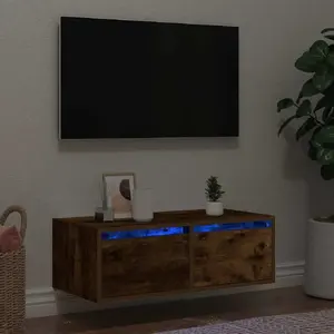 ТВ-тумба VidaXL модель 860233, цвет «дымчатый дуб», 75×35,5×25 см, с LED-подсветкой