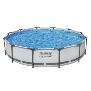 Framed Round Pool Bestway Steel Pro 366 cm x 76 cm – capacity 6473 L, pump 1200 L/h, hose Ø 3.2 cm