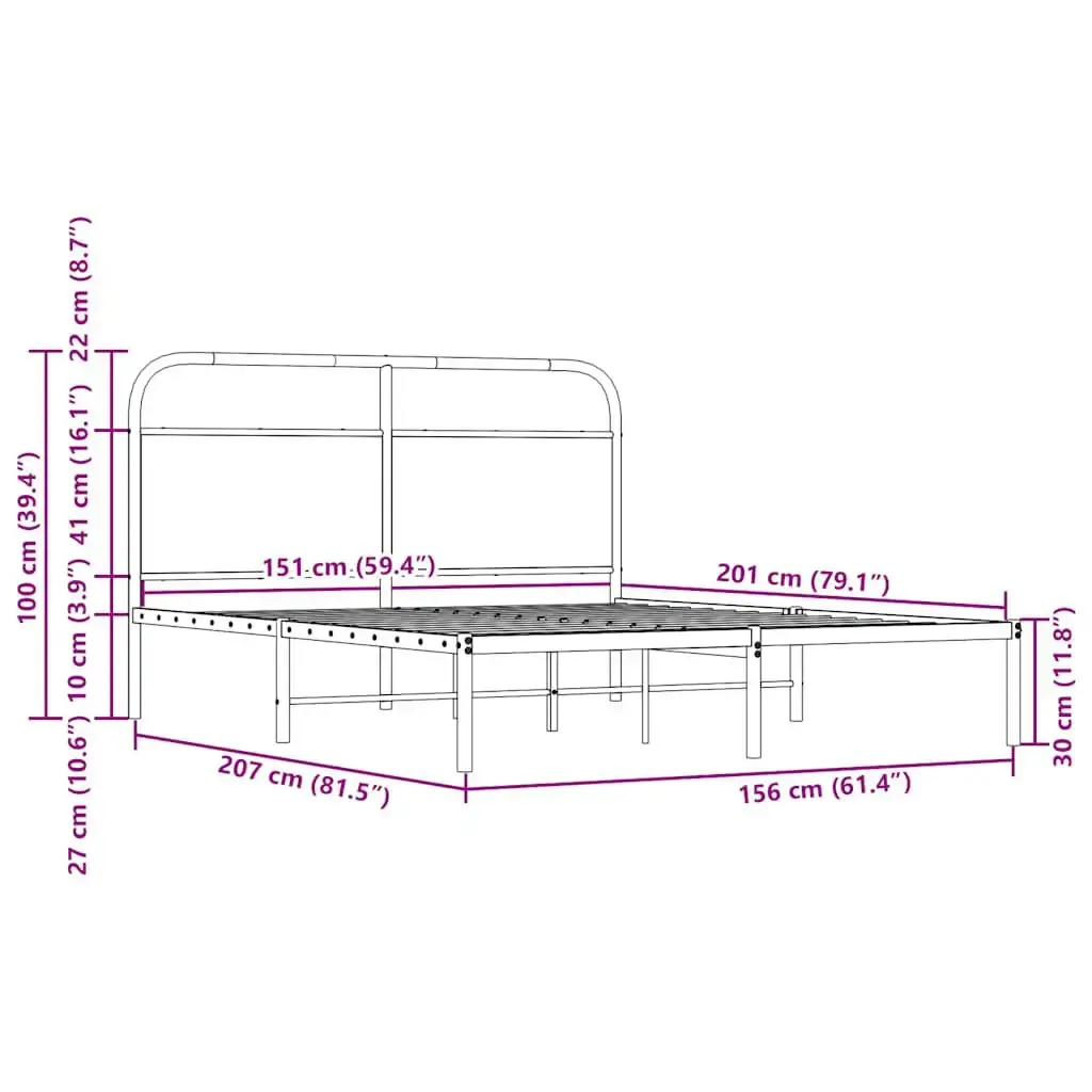 Gultas rāmis VidaXL 4100309 — ozols, 156×207 cm Photo 9
