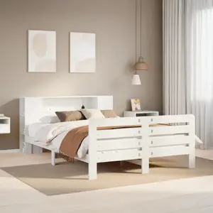 Каркас кровати VidaXL 140x200 см, белый, массив сосны, без матраса