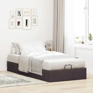 Каркас кровати оттоман VidaXL 3310850 коричневый тканевый 90x200 см без матраса