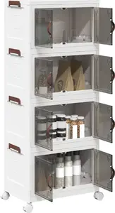 Storage Chest with Wheels VidaXL 4-Tier 28 L - mobile plastic storage box, stackable organizer