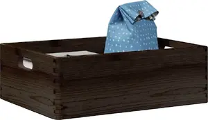 Wooden Storage Box with Handles VidaXL 4017399 – Solid Pine, Black