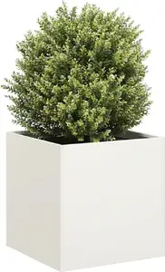 Кашпо VidaXL 40x40x40 см белое — холоднокатаная сталь