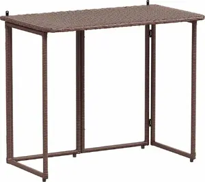 Saliekams dārza galds VidaXL 90×51×75 cm brūns poliratan