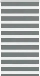 Roller zebra blind VidaXL, dark gray fabric width 65.9 cm, polyester