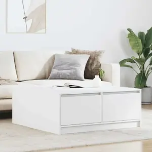 Coffee table VidaXL model 3328399 with drawers, white, 100×100×40 cm