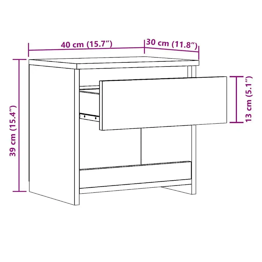 Nightstand VidaXL 856408 Oak 400×300×390 mm Photo 10