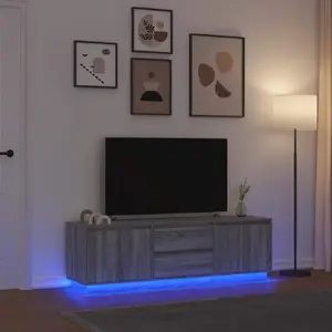 ТВ-тумба VidaXL модель 3328431 с LED-подсветкой, серый Sonoma, 160,5x41x50 см