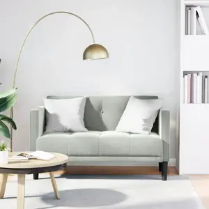VidaXL divvietīgs dīvāns 4100570 gaiši pelēks samts 111 cm