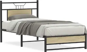 Каркас кровати VidaXL модель 4106955, дуб сонома, односпальный 90x200 см, без матраса