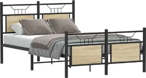 Каркас кровати VidaXL модель 4106807, дуб сонома, размер 120x190 см, без матраса