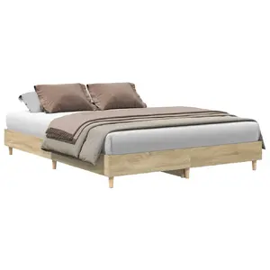 Каркас кровати VidaXL 3328710, цвет дуб, 153 х 203 см, высота рамы 25 см