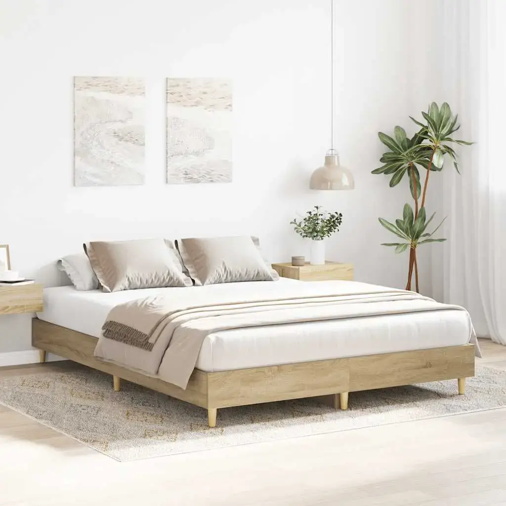 Каркас кровати VidaXL 3328710 дуб 153x203 см Photo 3
