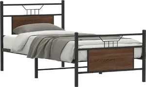 Кровать VidaXL модель 4106852, цвет коричневый дуб, односпальная 90x200 см, каркас без матраса