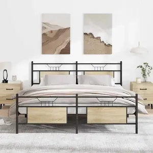 Рама кровати VidaXL 3325097 металлическая, отделка дуб сонома, 160x200 см, без матраса