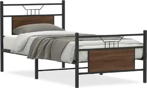 Gultas rāmis bez matraças VidaXL 4106851, brūns ozols, 90x190 cm