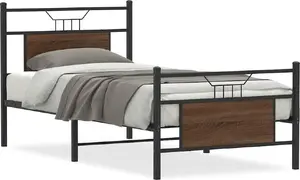 Каркас кровати VidaXL 75x190 см коричневый дуб без матраса