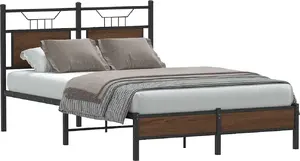 Кровать VidaXL модель 4106996, отделка коричневый дуб, 120x200 см, каркас без матраса