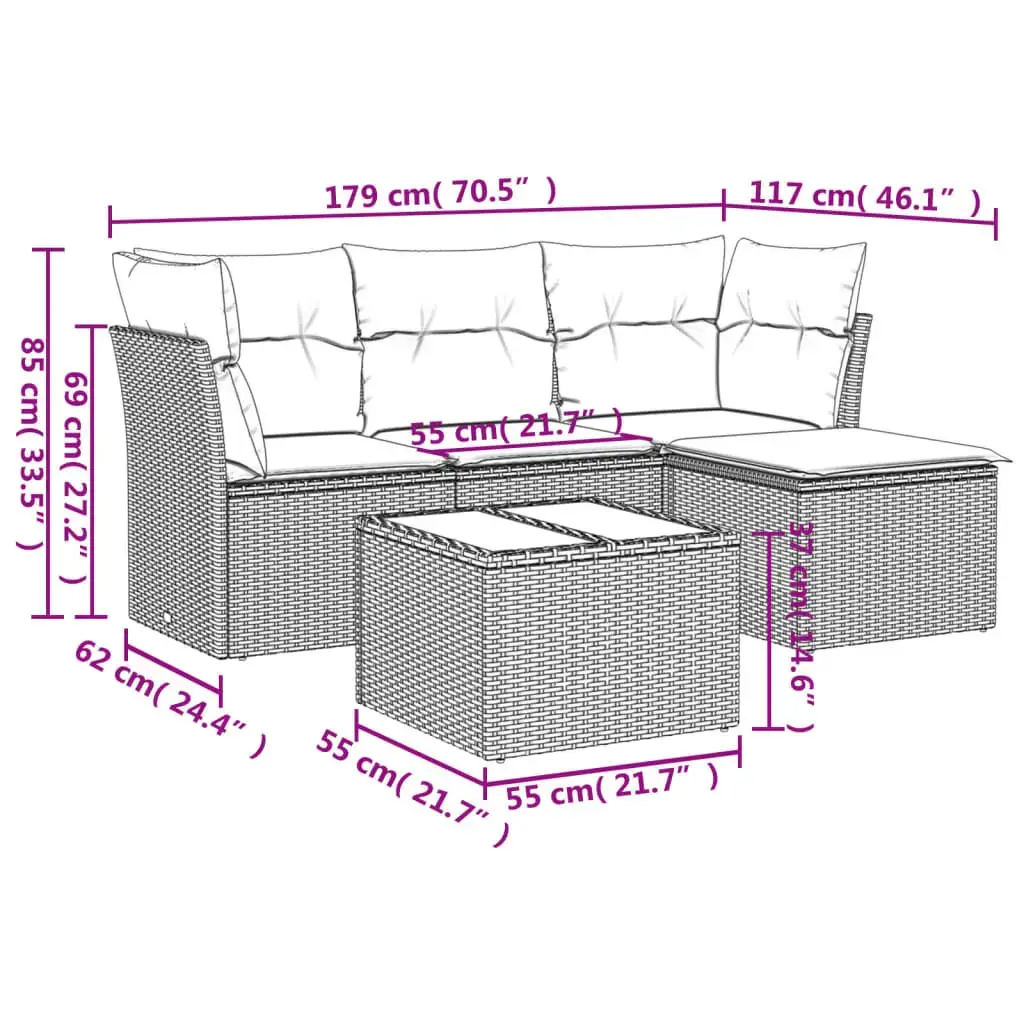 VidaXL 3217553 — 5 предметов уличной мебели Photo 3