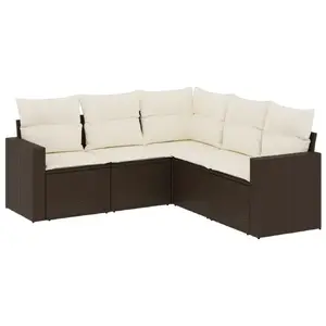 Садовая скамья VidaXL 3251300, ротанг с закалённым стеклом, 550×550×370 мм, нагрузка до 110 кг, кремовая