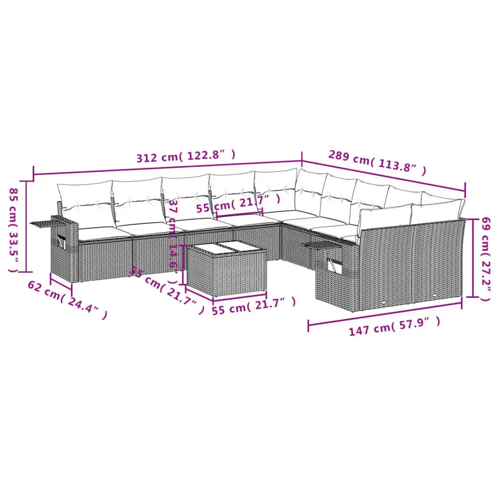 VidaXL outdoor furniture set 3253060 — 11-piece Photo 3