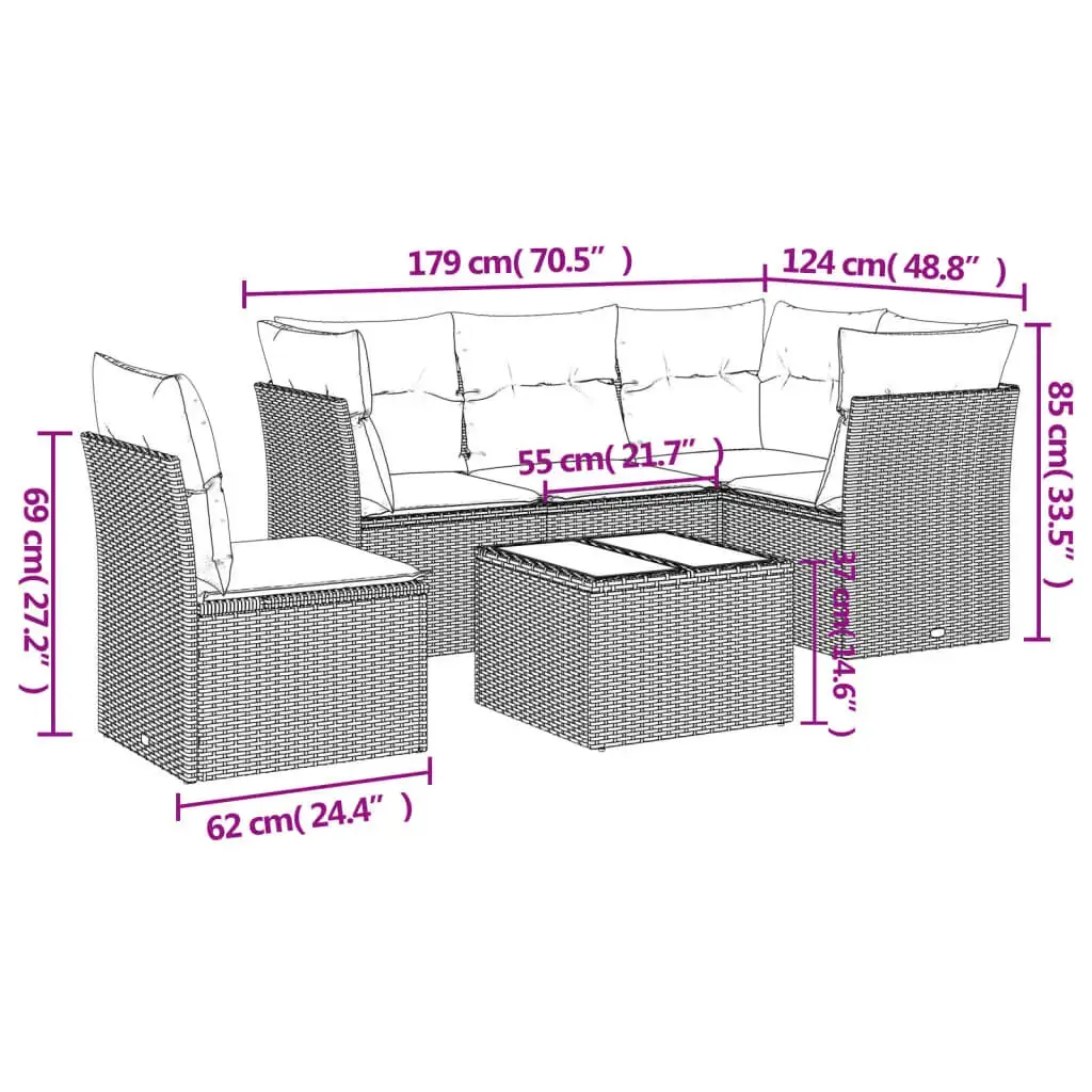 VidaXL āra mēbeļu komplekts 3217653, 6 daļas Photo 3