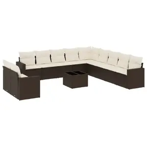 Уличная скамья VidaXL 3251540 — ротанг с верхом из закалённого стекла, 55×55×37 см, нагрузка 110 кг, кремовая