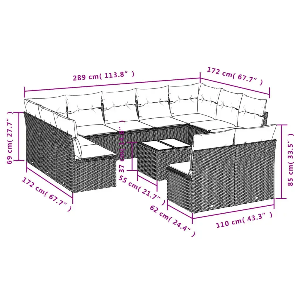 VidaXL 3218363 12-piece outdoor furniture set Photo 3