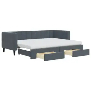 Dīvāns-gulta VidaXL 3196757, pelēks, putas pildījums, metāls/polersters/koks, P 2230 mm D 900 mm A 680 mm