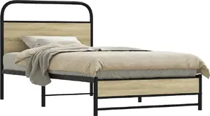 Gultas rāmis VidaXL modelis 4100422, vienguļamā 100x190 cm, Sonoma ozola apdare