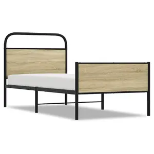 Каркас кровати VidaXL 4100437 — цвет дуб, ширина 85 см, длина 2,07 м, высота 100 см