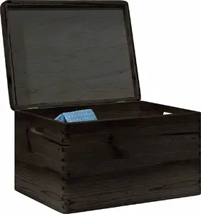 Wooden Storage Box with Lid and Handles VidaXL – Solid Pine