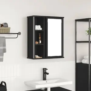 Sienas vannas istabas skapītis ar spoguli VidaXL 50x21x60 cm, melnās ozols