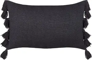 Decorative Cotton Cushion with Tassels 35 x 55 cm, Beliani, grey