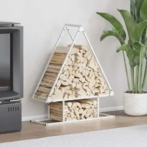 Подставка для дров VidaXL 80x25x90 см, белая, напольная для хранения дров