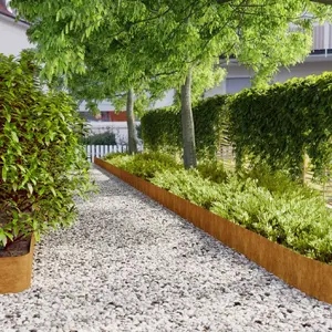 Краевые панели для газона VidaXL модель 821894, набор 10 шт., гибкая сталь Corten, 20 x 103 см
