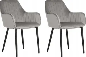 Dining chair set Beliani WELLSTON — 2 upholstered velvet chairs, dark grey