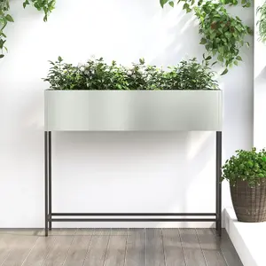 Planter/Flower Pot VidaXL model 865881, galvanized steel construction, 100 × 26 × 82 cm