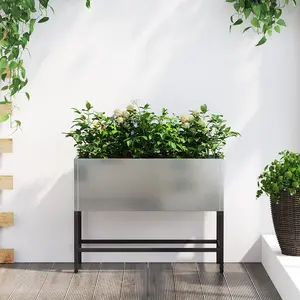 Металлическая клумба VidaXL оцинкованная 60 x 26 x 45 см прямоугольная