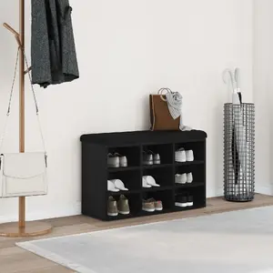 Обувная скамья VidaXL модель 862987, цвет Черный дуб, ДСП, 80 x 30 x 48 см
