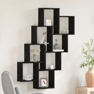 Настенная полка VidaXL 862650 Черный дуб Инженерная древесина 90 x 15 x 119,4 см